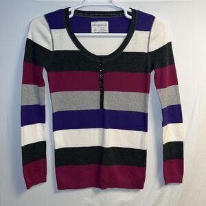 Aeropostale Sweater Junior Girls Sz L Henley Y2K Pullover Stripe 90’s Slim fit